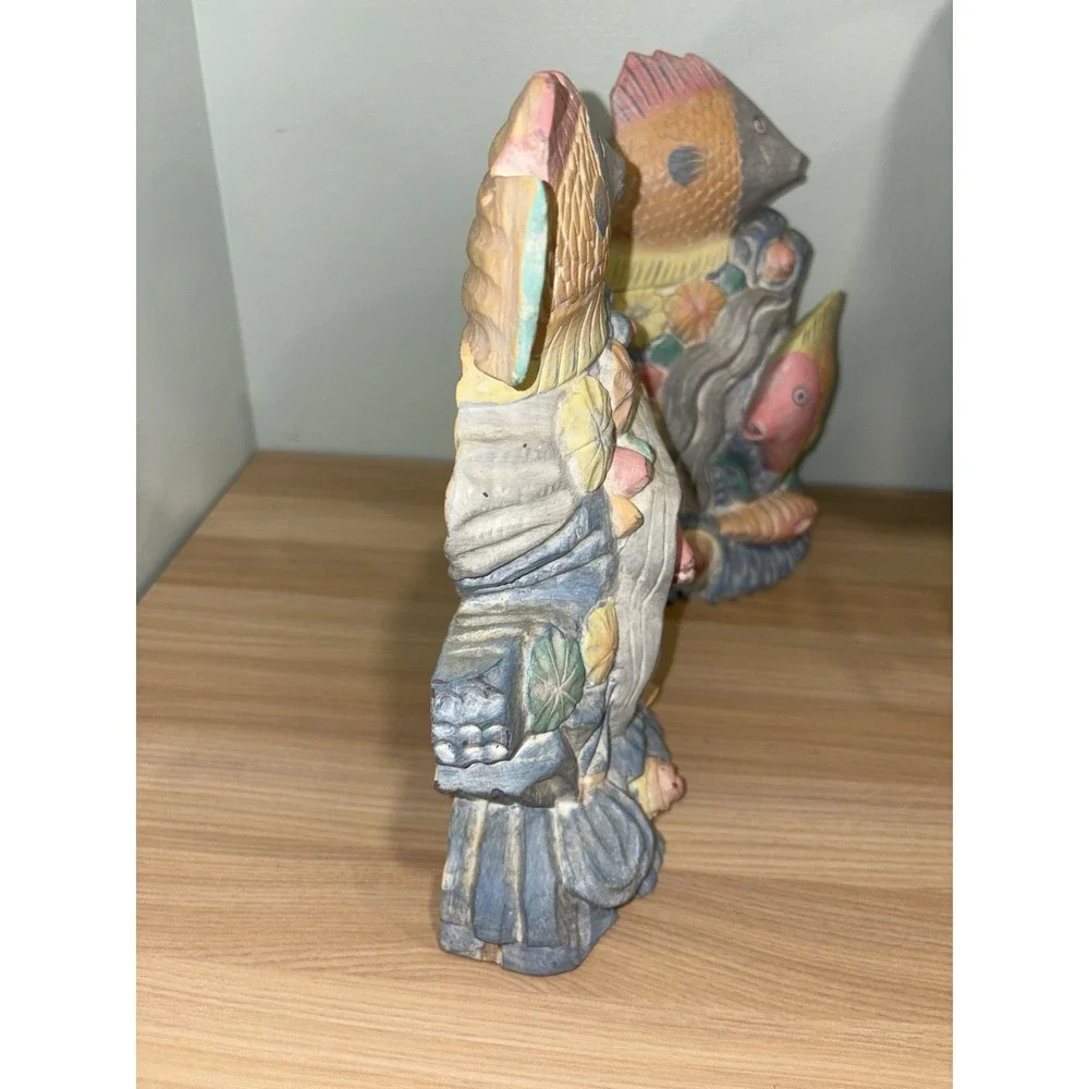 Bright Pastel Colored Ceramic Fish Figurines Bookends Book Shelf Decor Tropical